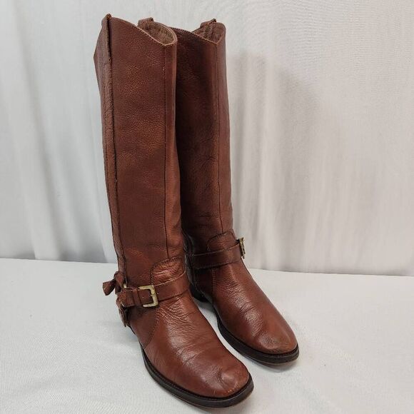 Miz Mooz Size 7.5 Brown Leather King Knee High Zip Side Riding Boots - Picture 1 of 15